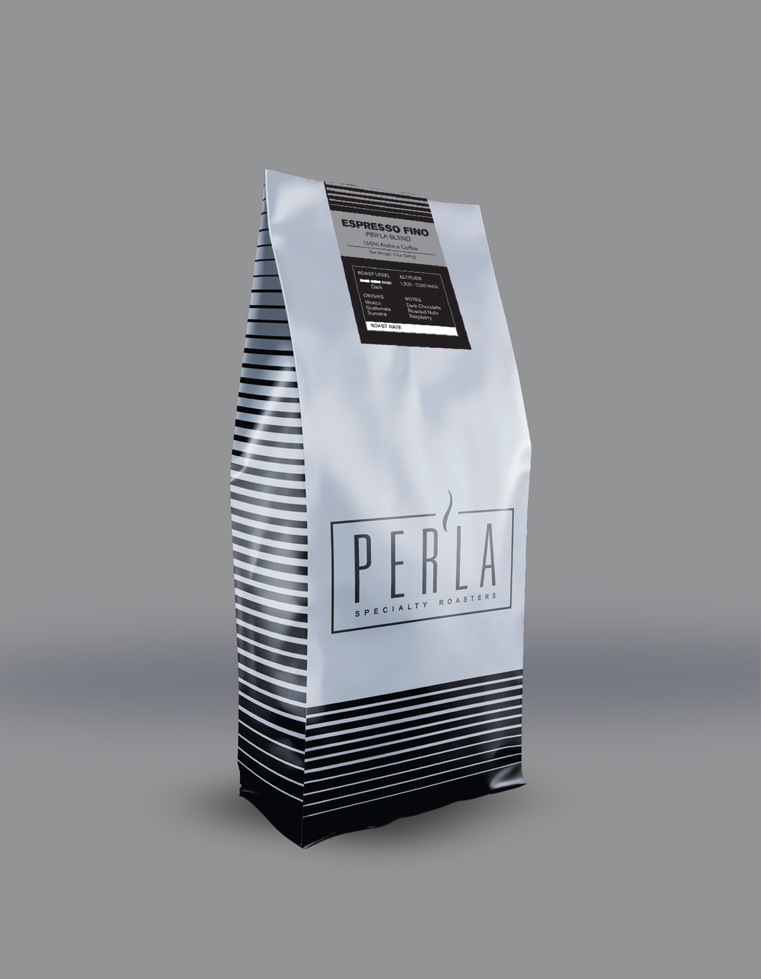 Perla coffee bag on a gray background