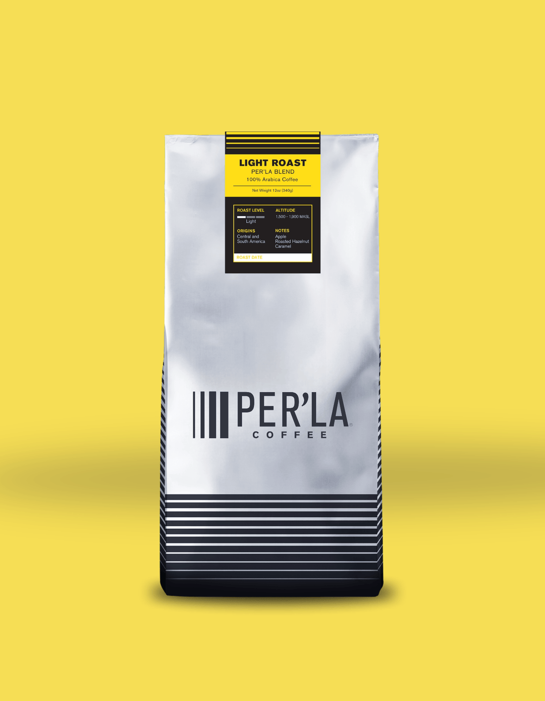 Per'La Coffee bag on a yellow background